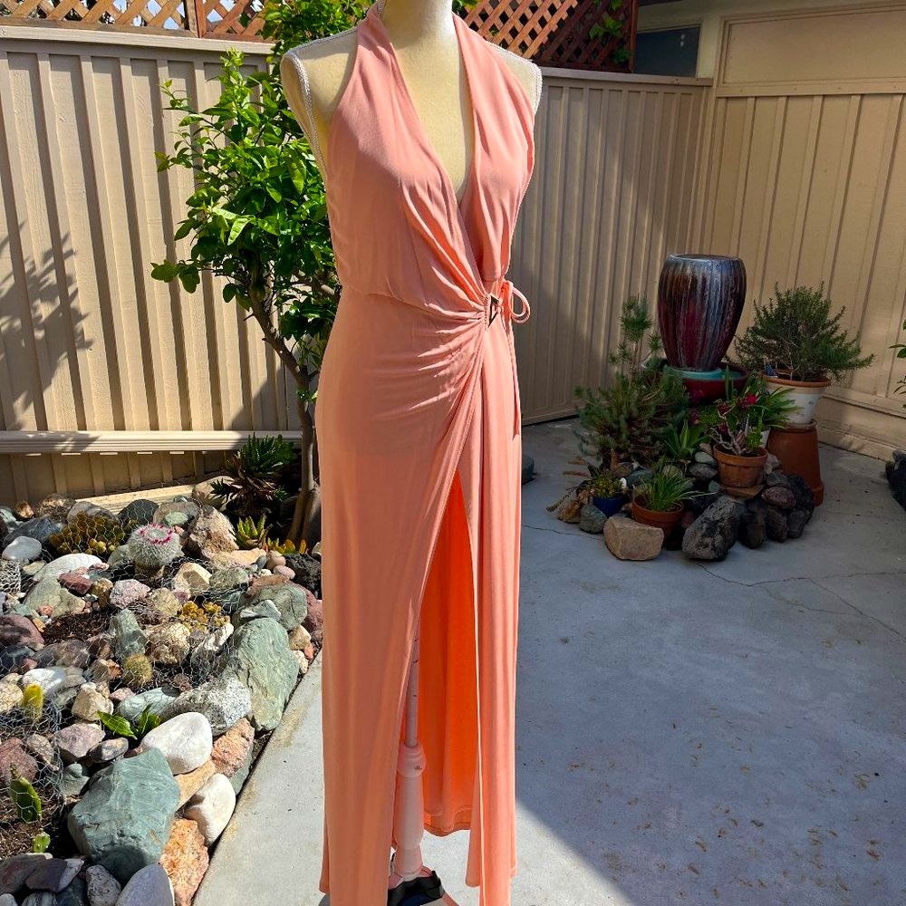 ABS wrap halter gown by Allen Schwartz